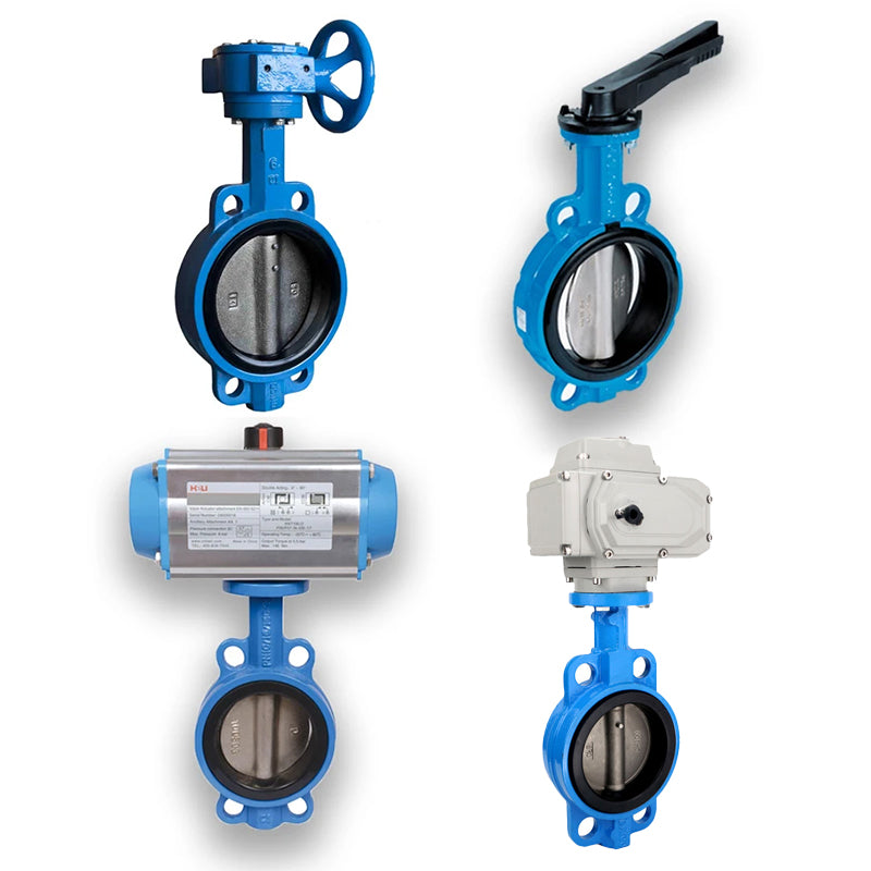 Wafer Butterfly Valve Manual Lever & Gear Operated Ductile Iron Resilient EPDM Seat PN10 PN16 EN593 ISO5211 DN40-DN1200